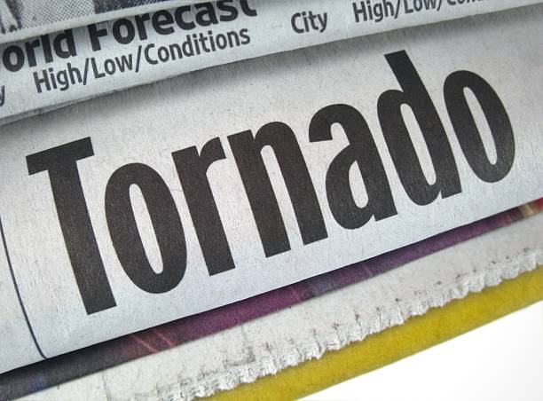 tornado - disaster natural disaster newspaper newspaper headline stock-fotos und bilder