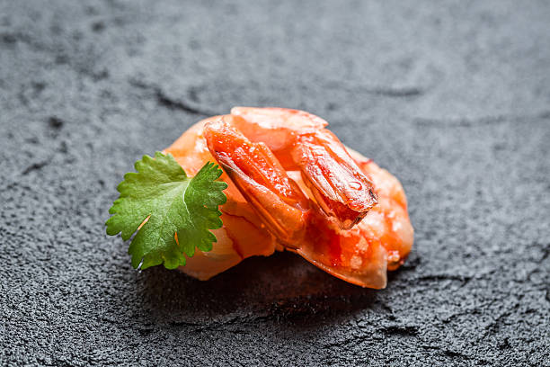 istock Fresh seafood on a black rock 483152359