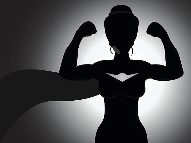 Superhero Girl Silhouette vector art illustration