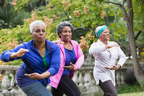 istock Three senior black women practicing Tai Chi 483154668