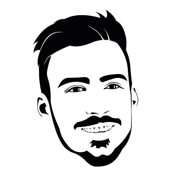 Portrait of smiling friendly hipster with beard vector illustration vector art illustration