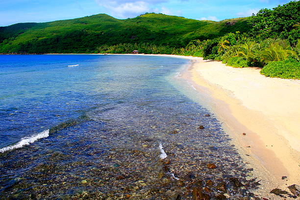 istock Paradise aerial view: Fiji Yasawa islands, deserted turquoise beach 483161276