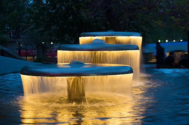 Photo of illuminated water cascades