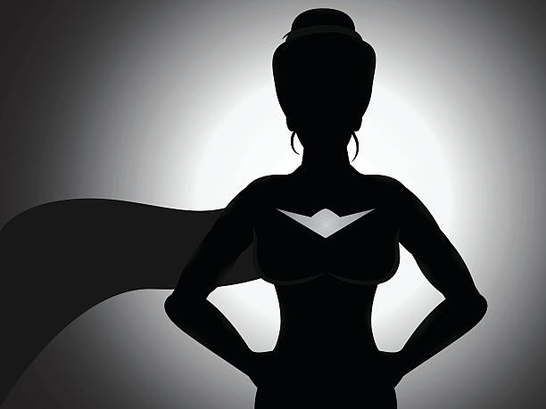 Superhero Girl Silhouette vector art illustration