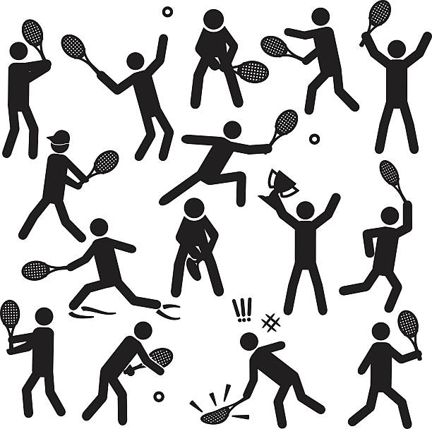 illustrations, cliparts, dessins animés et icônes de personnes jouant au tennis vecteur - tennis silhouette playing forehand