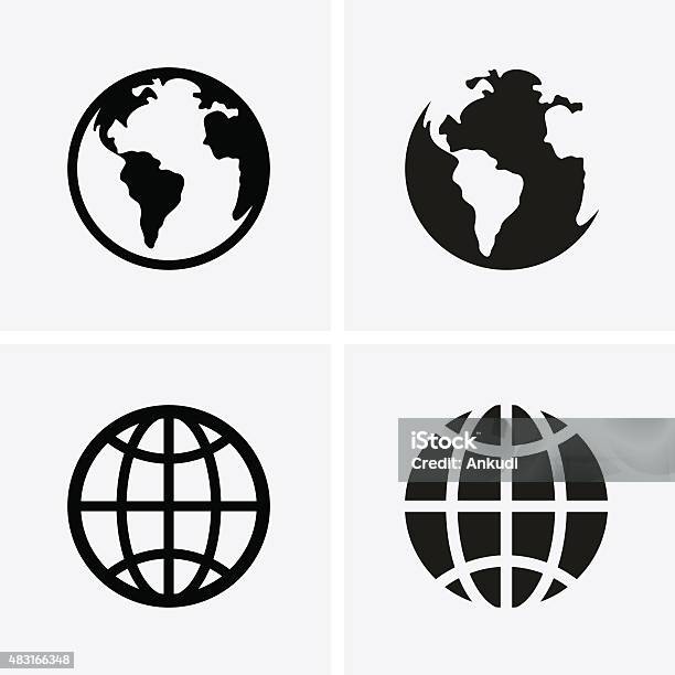 Earth Globe Icone - Immagini vettoriali stock e altre immagini di Globo terrestre - Globo terrestre, Icona, Pianeta