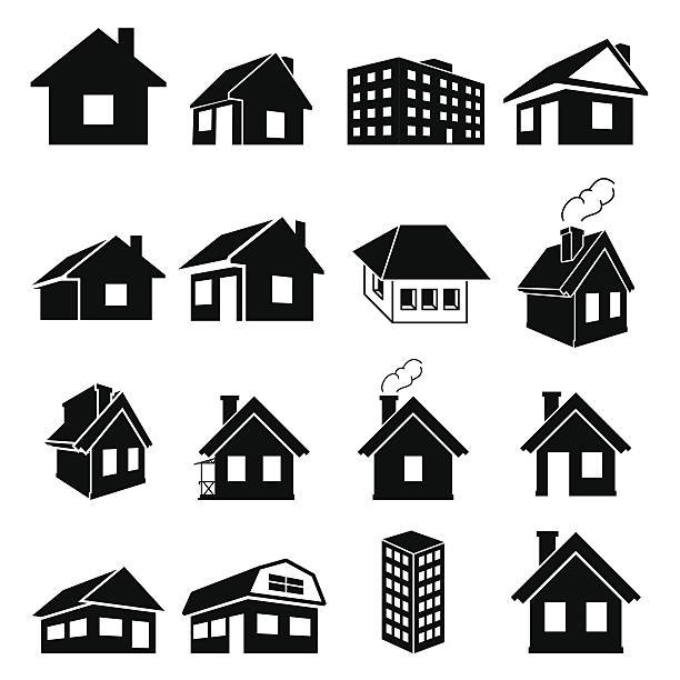 Houses icons set Houses vector icons set on white background house clipart stock illustrations