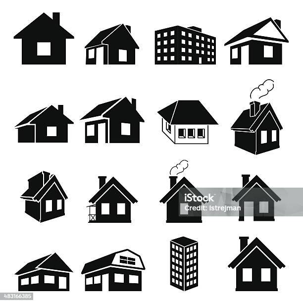 Houses Icons Set Stock Illustration - Download Image Now - House, In Silhouette, Building Exterior