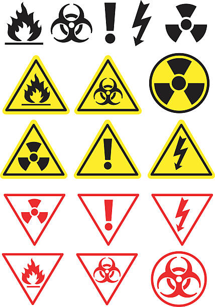 ikony i symbole zagrożeń - nuclear stock illustrations