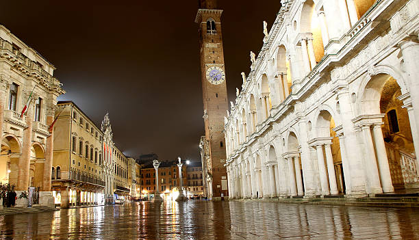 noite vista do excelente campo dei signori de vicenza - palladian imagens e fotografias de stock