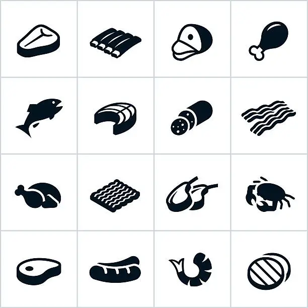 Vector illustration of Black Meat Icons
