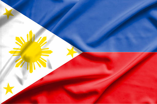 bandeira de filipinas, com textura macia e suave seda - philippino flag - fotografias e filmes do acervo