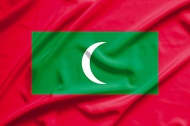 maldives flag on soft and smooth silk texture