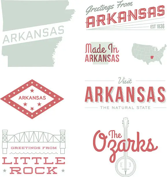 Vector illustration of Arkansas Typography