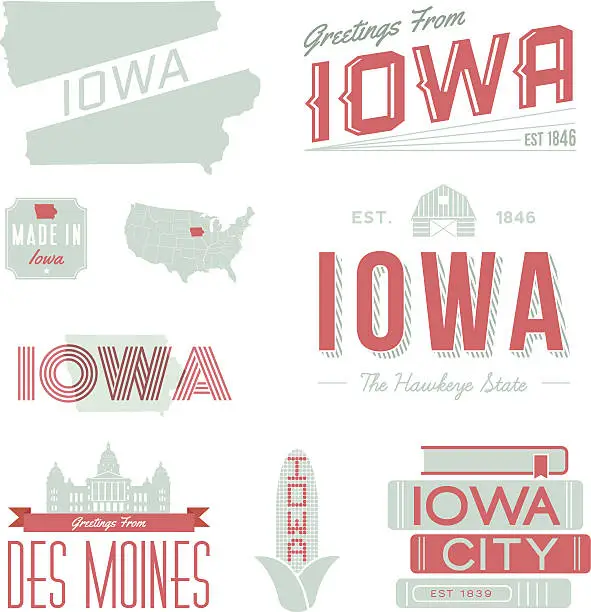 Vector illustration of Iowa Typography