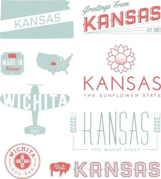 Vector illustration of Kansas Typography