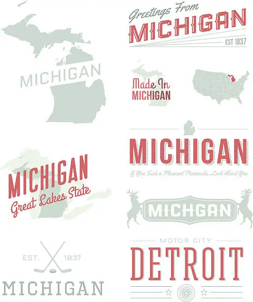 Vector illustration of Michigan Typography