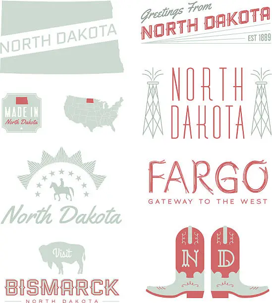 Vector illustration of North Dakota Typography