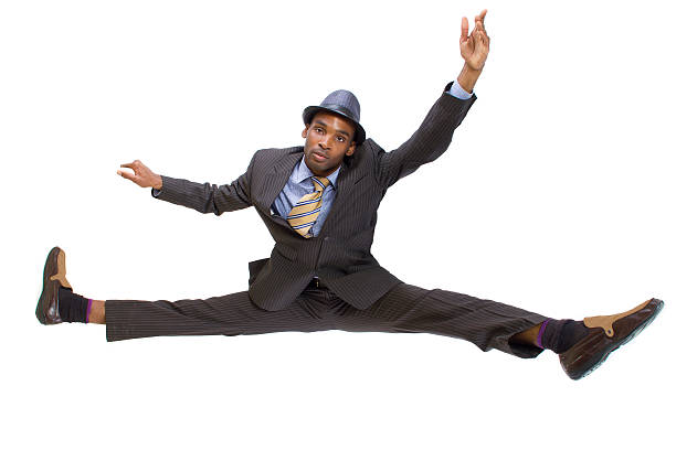 istock Athletic Black Businessman Doing The Splits with His Legs 483167627