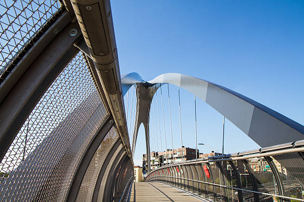 istock modern footbridge with supporting arches and steel bulkheads 483167968