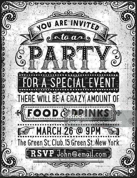 Party Invitation Stock Illustration - Download Image Now - Invitation, Border - Frame, Old-fashioned