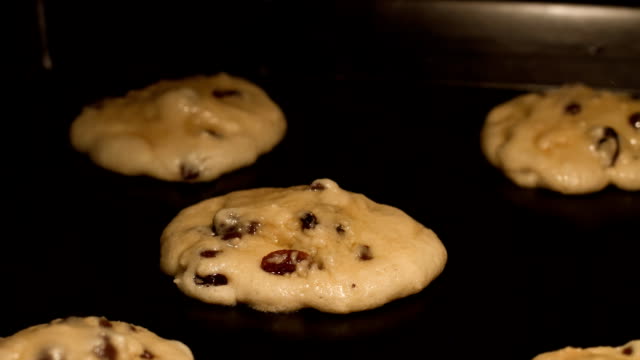 Chocolate chip and raisin cookies - time lapse HD
