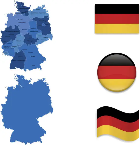 Vector illustration of Germany Maps and Flags Collection