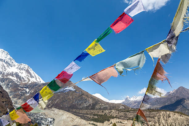 istock Tibetan Prayer Flags on Mountain Summit, Nepal 483170603