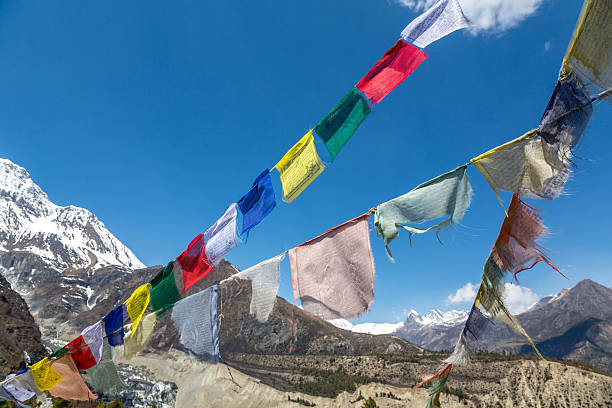 istock Tibetan Prayer Flags on Mountain Summit, Nepal 483170615
