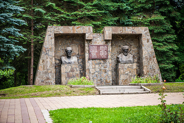 Monument Bekmurza and Kazim in Atazhukinsky park. Nalchik stock photo