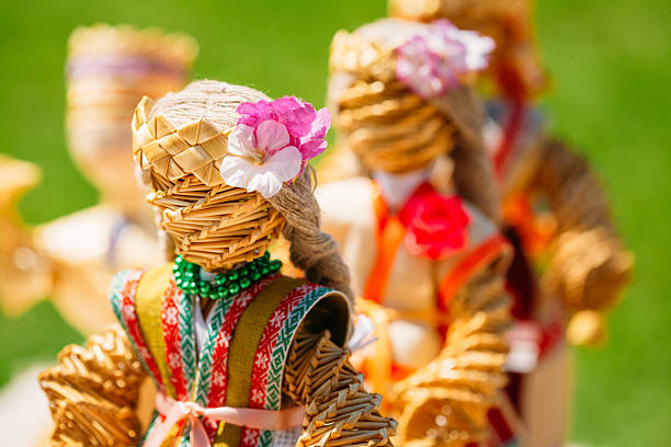 Minsk, Belarus - July 19, 2014: Colorful Belarusian Straw Dolls At The Market. Straw Dolls Are The Most Popular Souvenirs From Belarus And Symbol Of Country's Culture