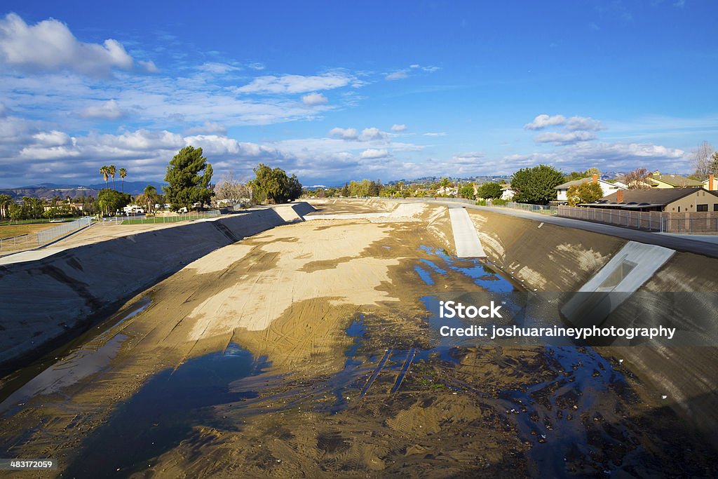 Empty River Southern California Drought Drought is upon this Southern California manmade river in Camarillo, CA after a month of no rain. Camarillo Stock Photo