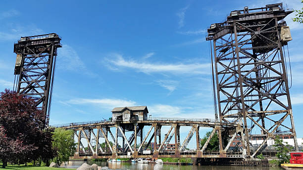 istock old railway lift bridge in Chicago 483178430