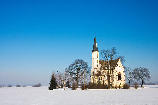 istock Winter landscape with a church 483179102