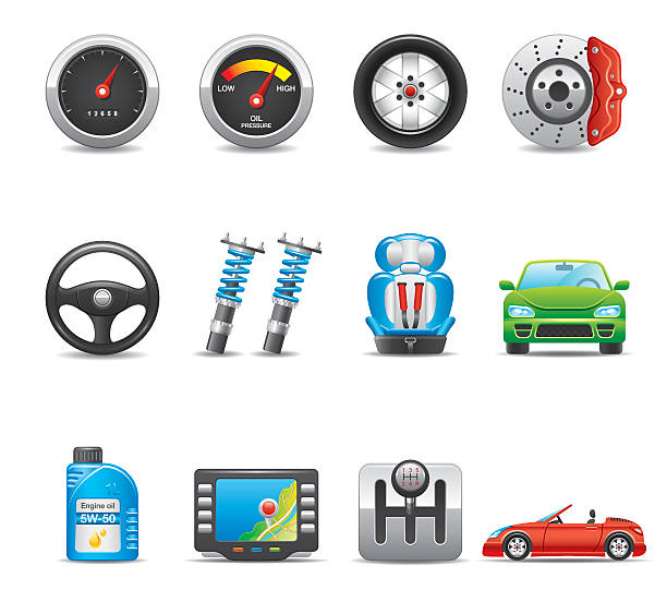 części samochodowych & sprzętu zestaw ikon-elegancka seria - part of vehicle brake disc brake computer icon stock illustrations