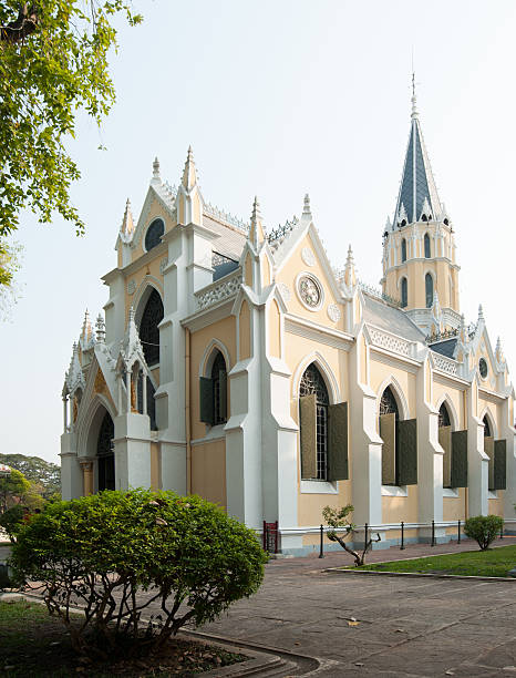 istock white church, Samut Songkhram, thailand 483185285