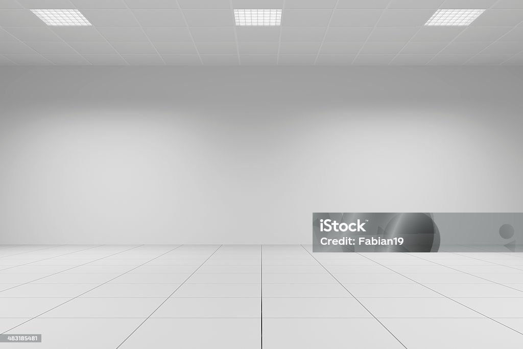 Empty white room Empty white room with office ceiling Stage Set Stock Photo