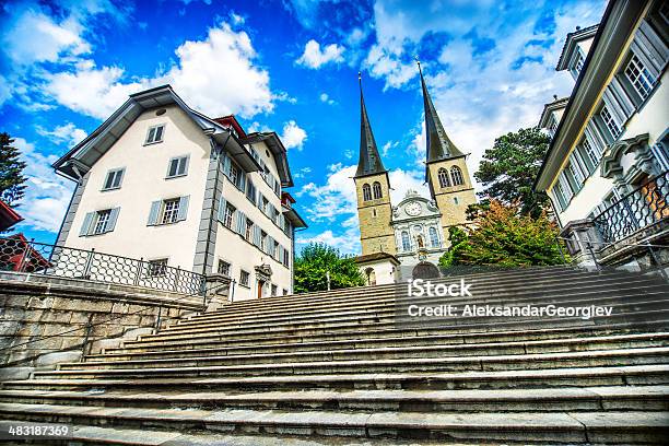 Lucerne Cathedral Church Of St Leodegar Schweiz Stockfoto und mehr Bilder von Architektur - Architektur, Architekturberuf, Basilika