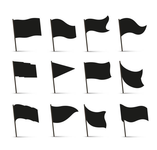 黒旗のアイコン - flag stick点のイラスト素材／クリップアート素材／マンガ素材／アイコン素材