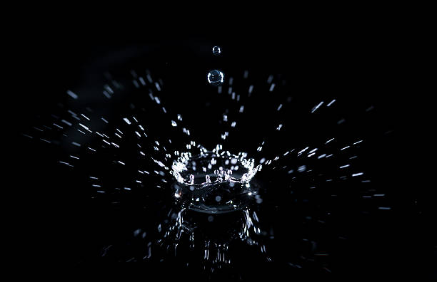 brilliant drops transparent water on black background