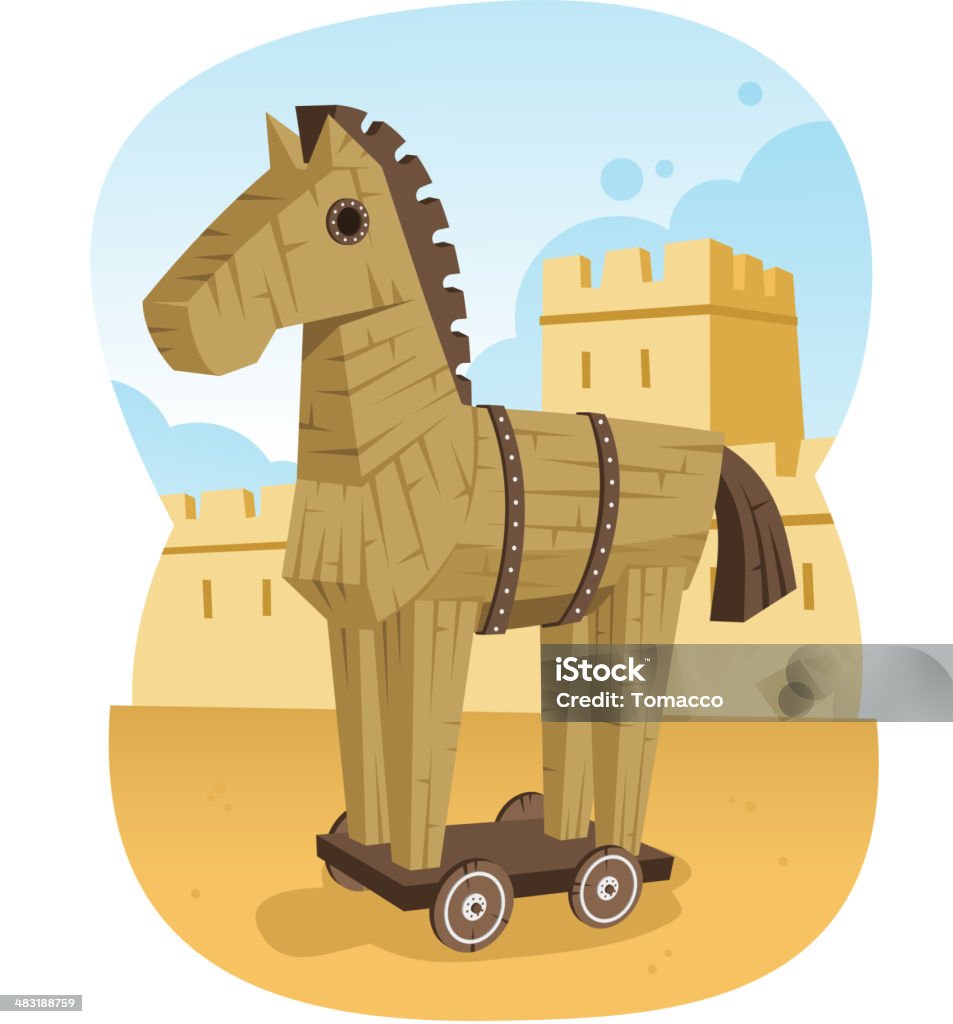 Trojan Wooden Horse Ancient Greece Animal Troy War Trojan Wooden Horse Ancient Greece Animal Troy War, vector illustration cartoon. Trojan Horse stock vector