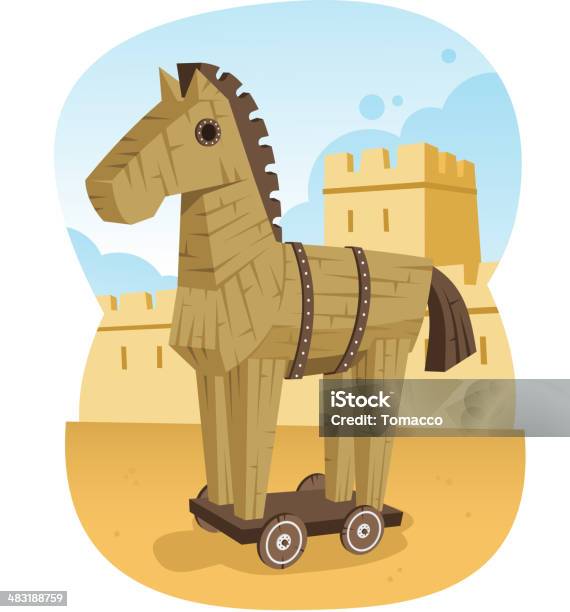 Trojan Wooden Horse Ancient Greece Animal Troy War Stock Illustration - Download Image Now - Trojan Horse, Trojan War, Mythology