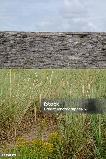 Old Wooden Beam With Grass And Sky Stock Photo - Download Image Now - 2015, Backgrounds, Beach