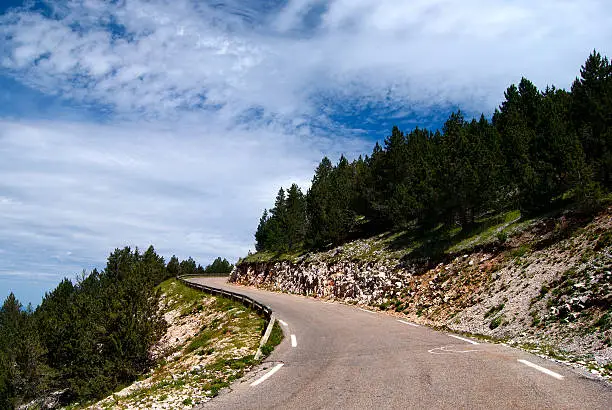 The road leading upto the summit of the Mont-Ventoux, Provence France