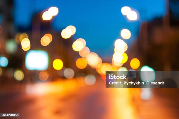 Night Lights Of The Modern City Street View Urban Background Stock Photo - Download Image Now