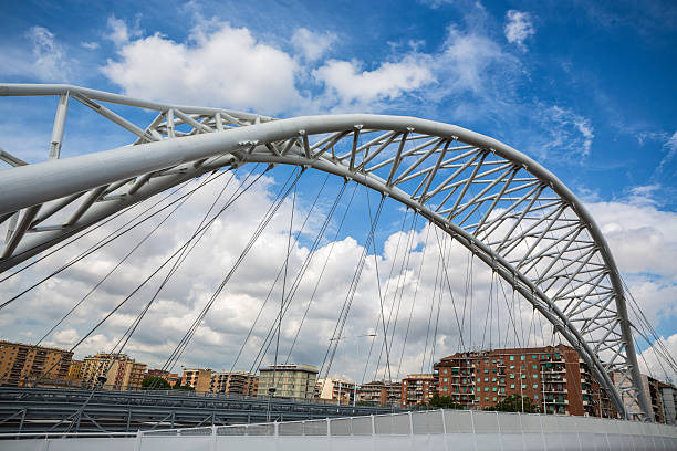 Rome, Italy-May 7, 2013: Ponte Ostiense, connects the Ostiense and Garbatella areas in Rome. The bridge was opened June 22, 2012 and is designed by engineer Francesco Del Tosto