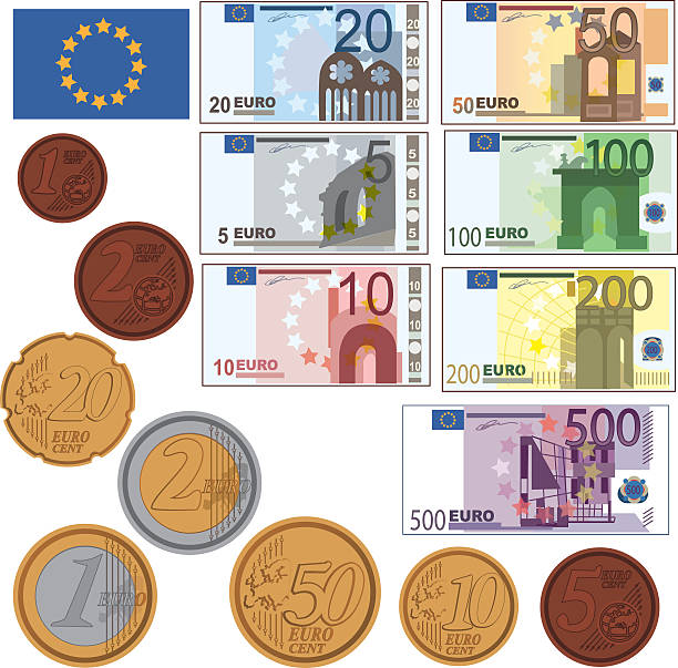 vektor-euro geld - ein euro stock-grafiken, -clipart, -cartoons und -symbole