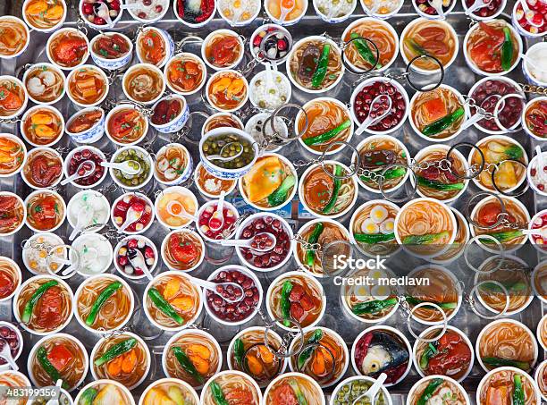The Plastic Samples Of Vietnamese Sweet Soup Stock Photo - Download Image Now - Street, Vietnam, City