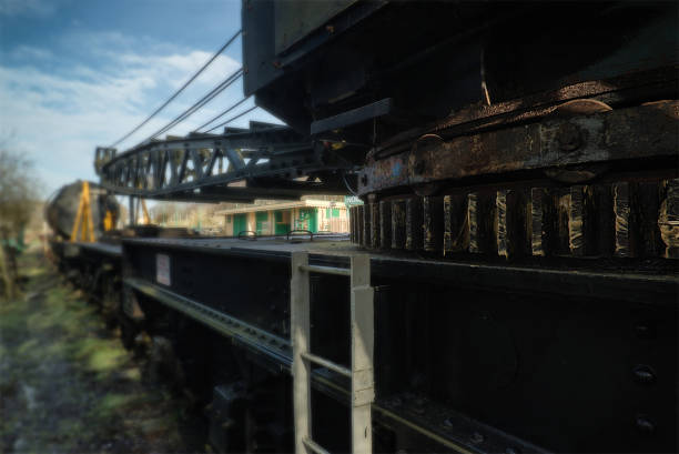 Vintage train locomotive crane equipment with shallow depth of field
