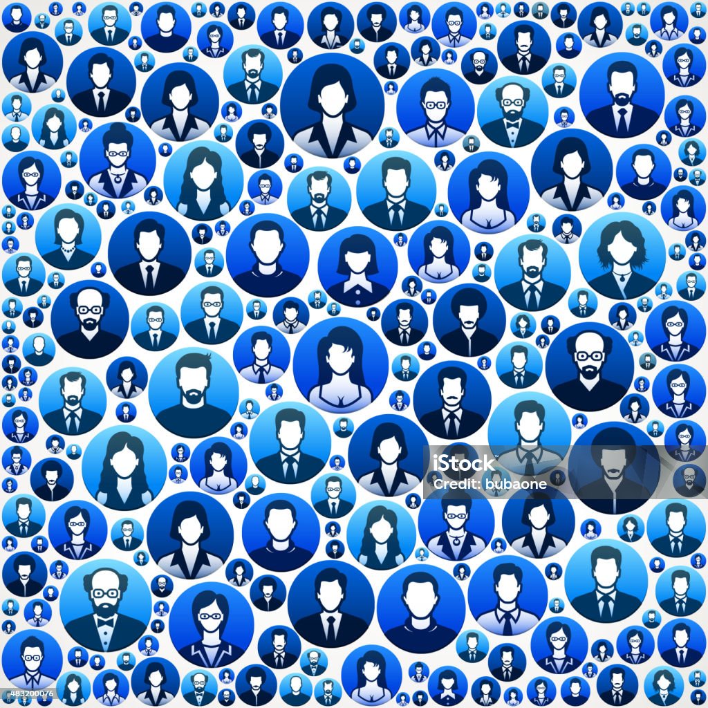 Pattern Business People Faces Finance and Teamwork Pattern. Pattern Business People Faces Finance and Teamwork Pattern. This vector collage has blue round buttons arrange in seamless patter. Individual iconography on the buttons shows business people portraits. Businessmen and businesswomen convey a feeling of unity teamwork and partnership. This royalty free vector background graphic is ideal for your business and finance concepts. 2015 stock vector